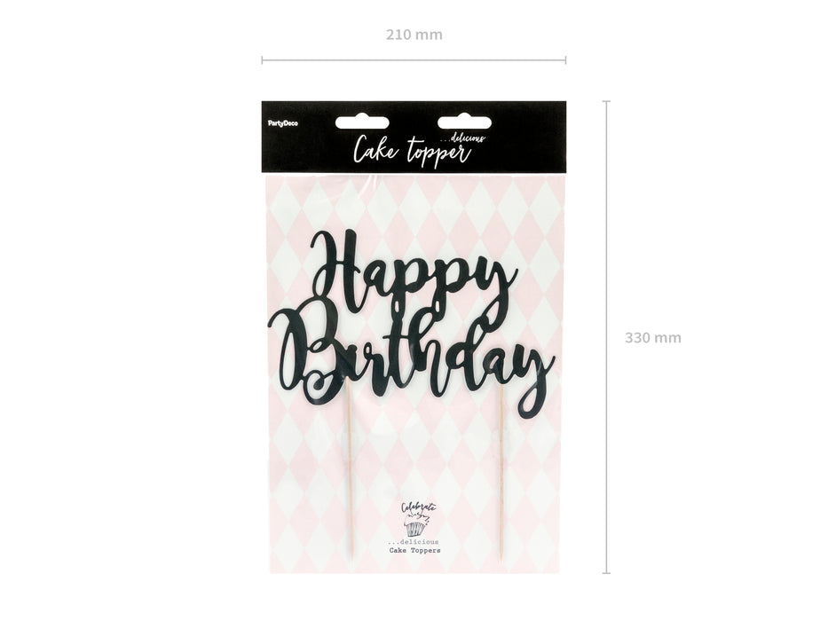 Tortendeko "Happy Birthday" 22,5cm | Schwarz