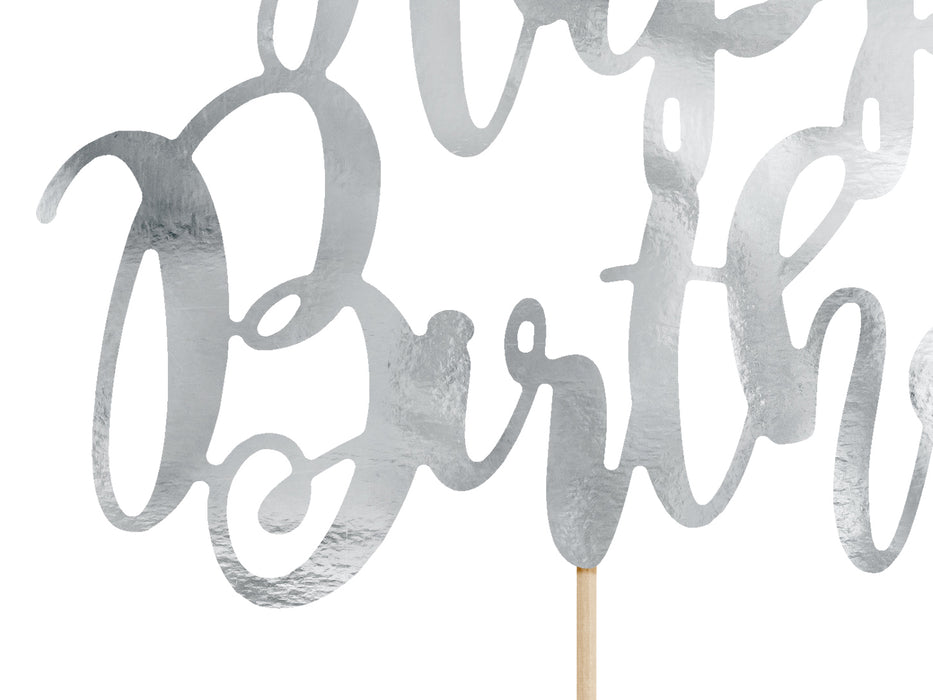 Tortendeko "Happy Birthday" 22,5cm | Silber