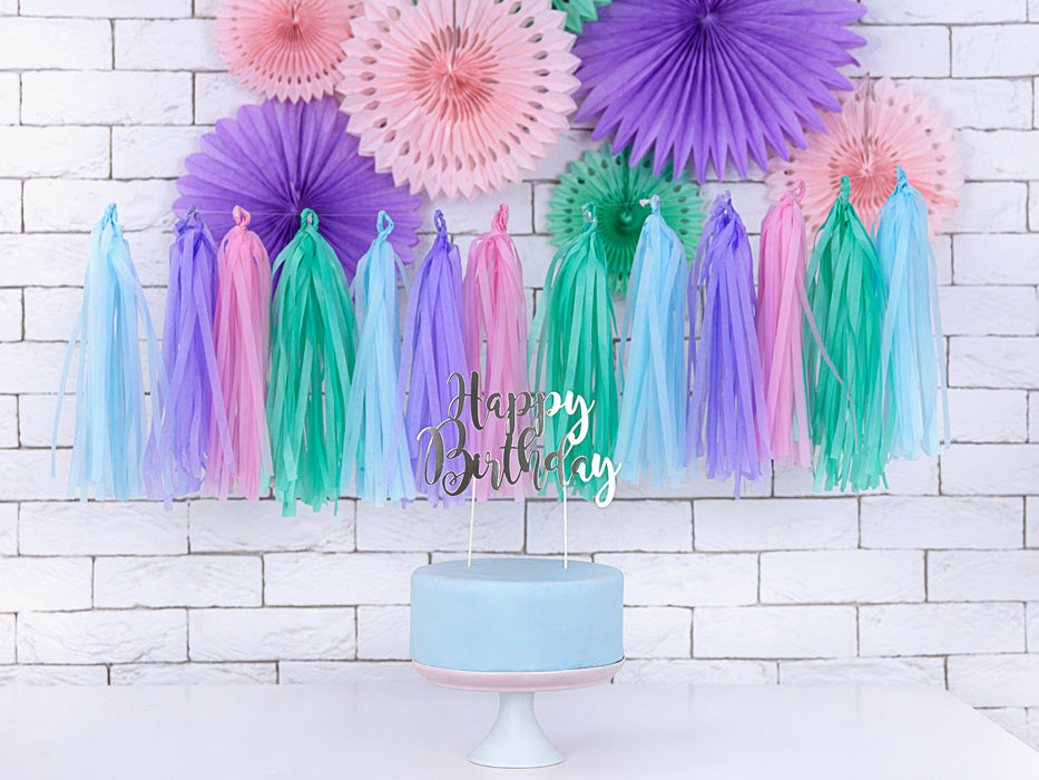 Tortendeko "Happy Birthday" 22,5cm | Silber