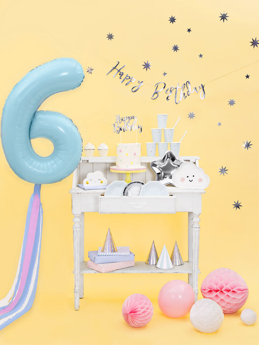 Tortendeko "Happy Birthday" 22,5cm | Silber