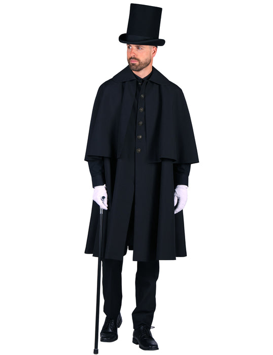 Schwarzer Kutschermantel für Herren | Kostüm Mittelalter Halloween