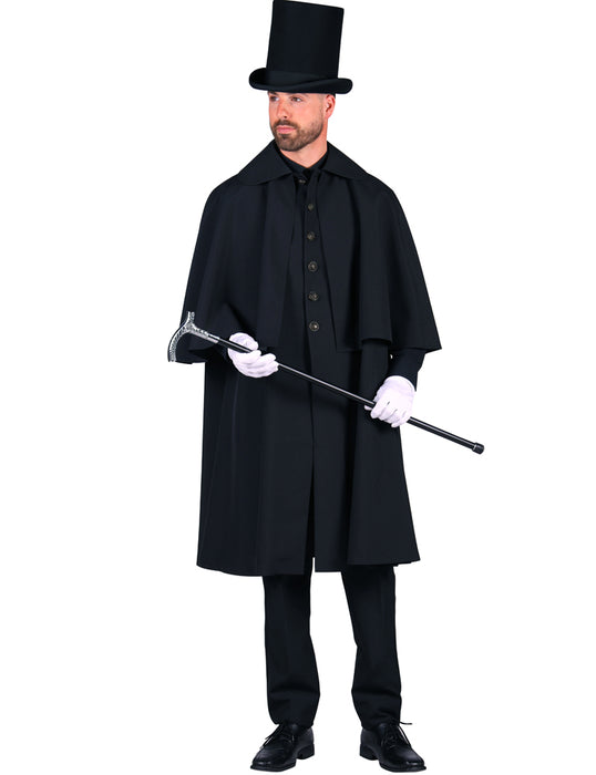 Schwarzer Kutschermantel für Herren | Kostüm Mittelalter Halloween
