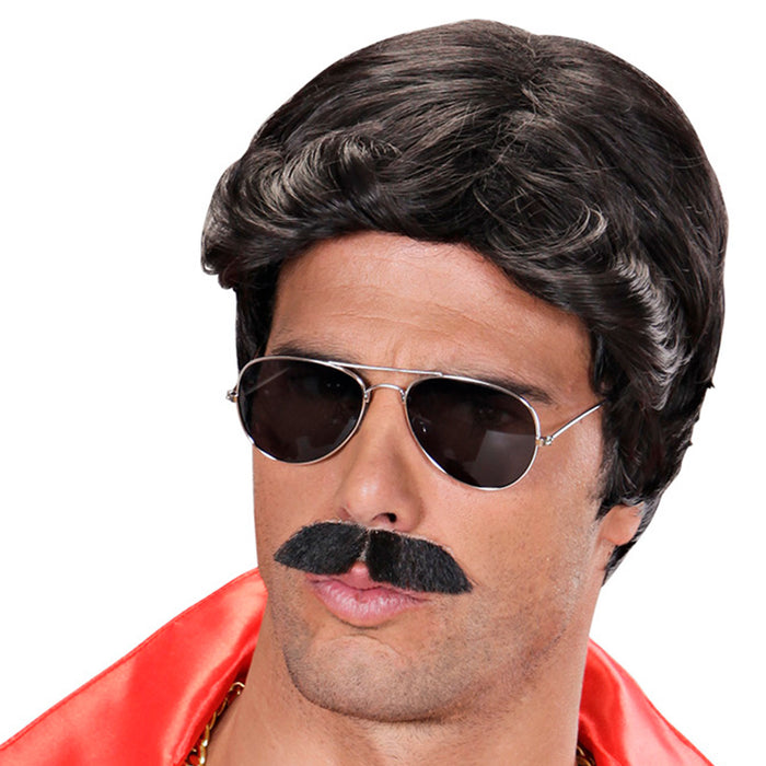 Perücke und Schnurrbart "Playboy Dream Hair" | Schwarz - Waschbar