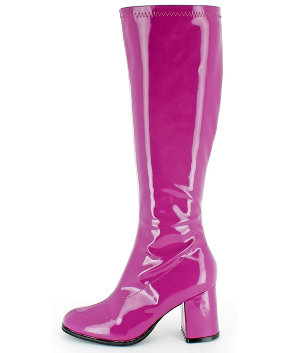 Gogo Damen Retro Lackstiefel mit schmalem Schaft | Lila