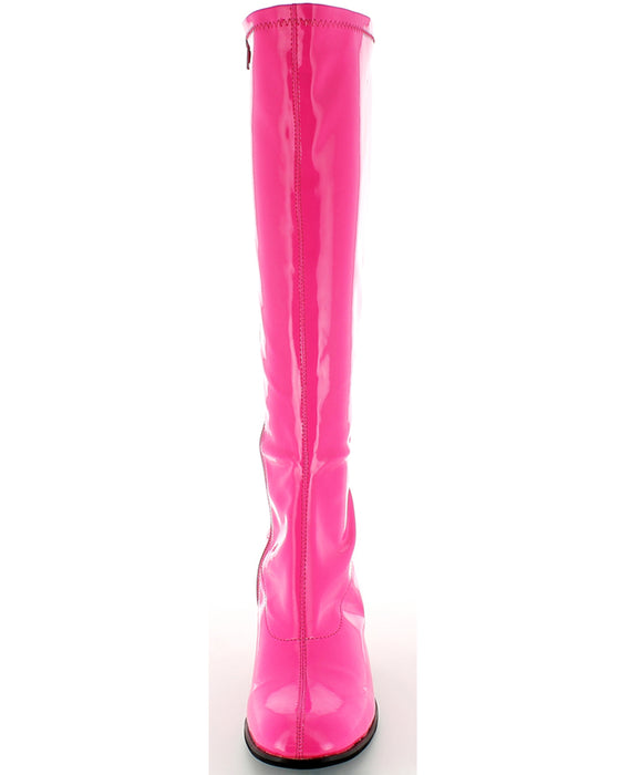 Gogo Damen Retro Lackstiefel mit schmalem Schaft | Pink