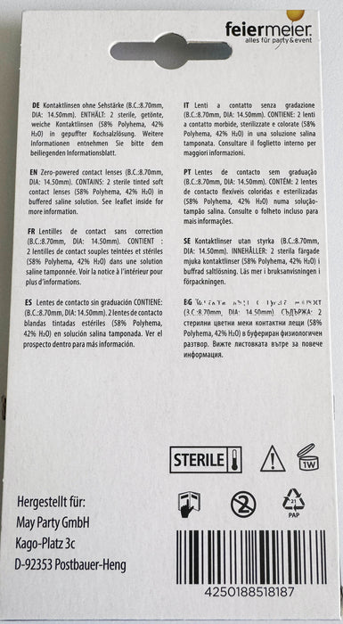 One Week Kontaktlinsen Motivlinsen "Roter Teufel" w03 | ohne Sehstärke - Wochenlinse