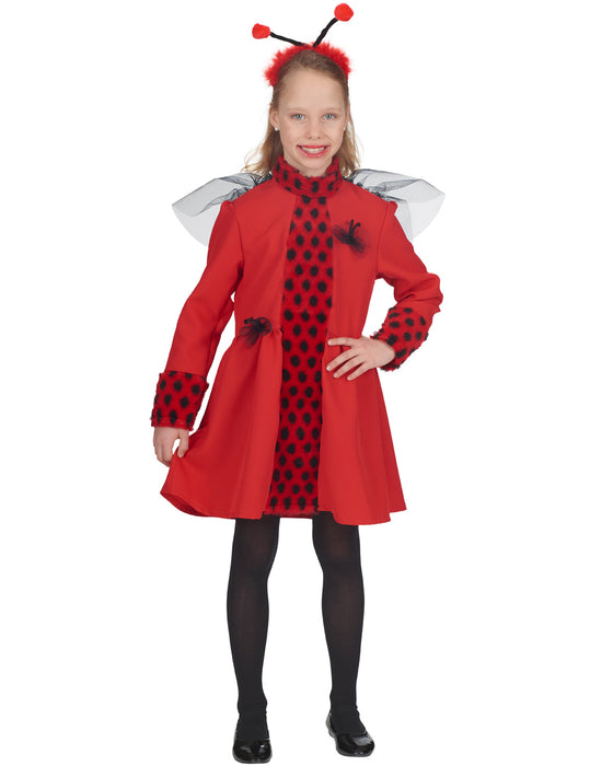 Marienkäfer Kinderkostüm für Mädchen | Kleid mit Haarreif und Flügel