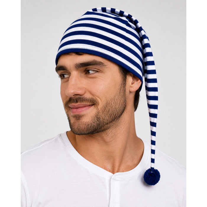 Maxi Schlafmütze für Erwachsene | Blau Weiß