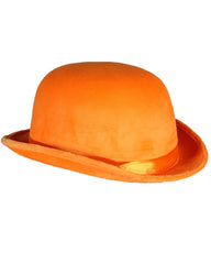 Melone "Top Colour" Velour mit Satinband 60 cm | Neon Orange - Bowler Hut Erwachsene