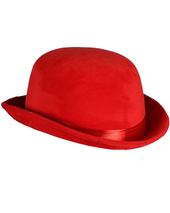 Melone "Top Colour" Velour mit Satinband 60 cm | Rot