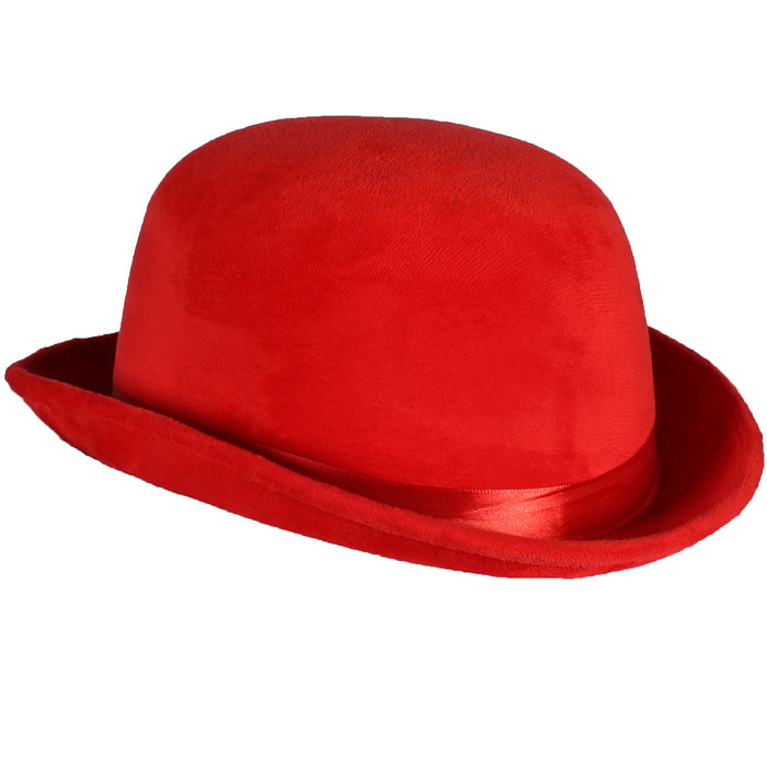 Melone "Top Colour" Velour mit Satinband 60 cm | Rot