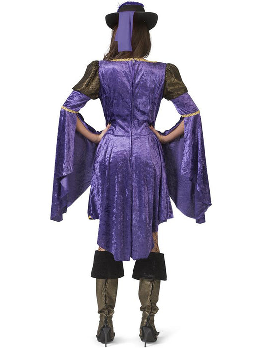 Musketier Kostüm "Maite" für Damen - Lila  | Kurzes Kleid Trompetenärmel