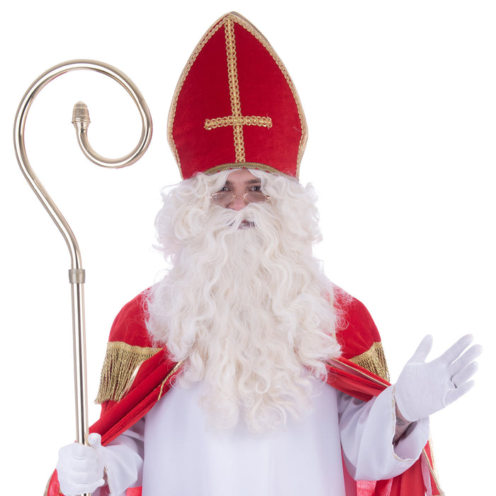 Sankt Nikolaus Perücke und Bart - Weiß | Set zum Weihnachtsmann Kostüm