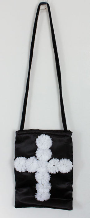 Nonnen Handtasche mit Blumen - Schwarz Weiß