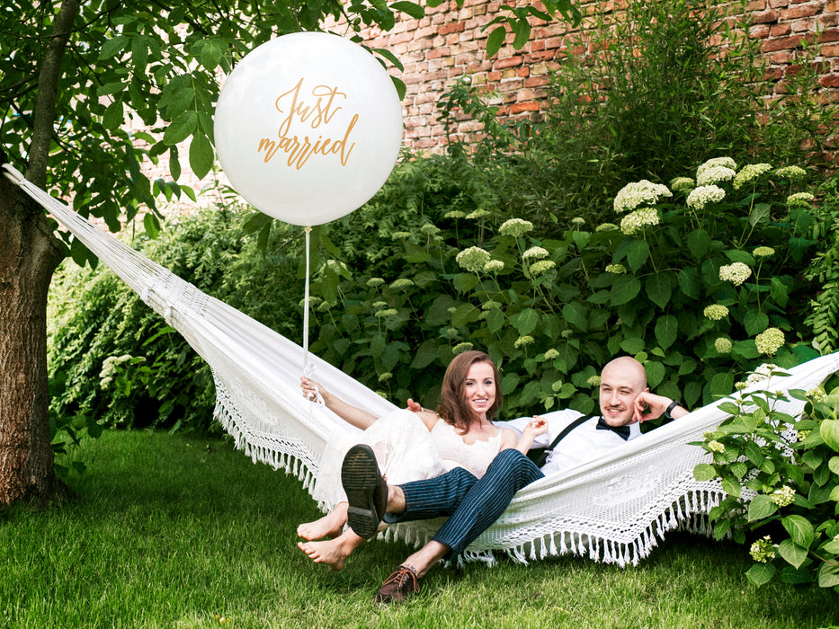 Latexballon Just Married, Druck gold ca. 1mØ/1St.