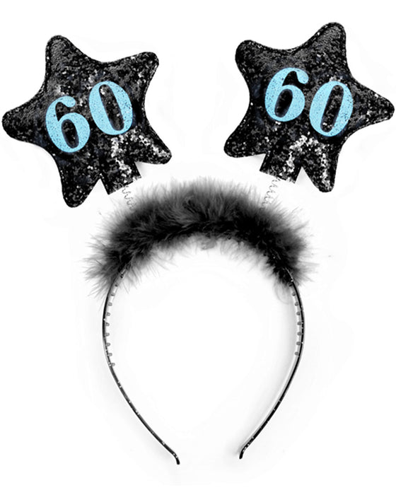 Haarreif mit Sternen "60" | Schwarz - Geburtstag