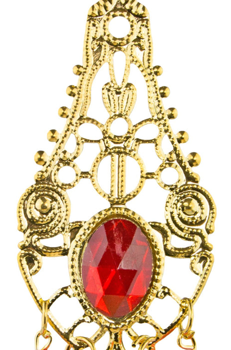 Ohrringe mit Münzen Perlen und Edelstein - Gold Rot