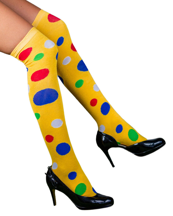 Overknees Clown Kniestrümpfe "Polka Dot" - 414030 | Gelb Bunt