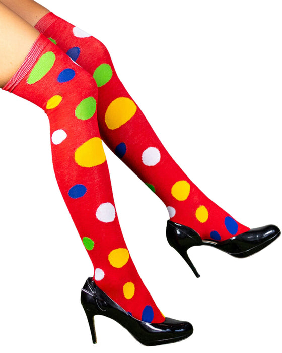 Overknees Clown Kniestrümpfe "Polka Dot" - 414039 | Rot Bunt