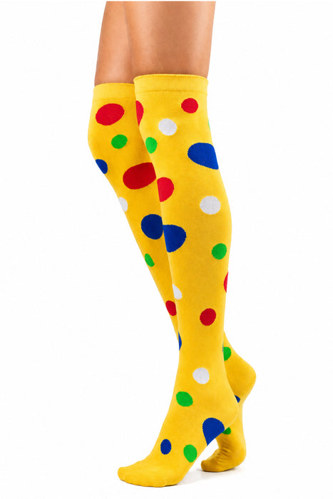 Overknees Clown Kniestrümpfe "Polka Dot" - 414030 | Gelb Bunt