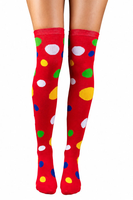 Overknees Clown Kniestrümpfe "Polka Dot" - 414039 | Rot Bunt