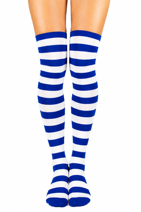 Overknees Kniestrümpfe "Ringelstrümpfe" | Blau Weiß gestreift