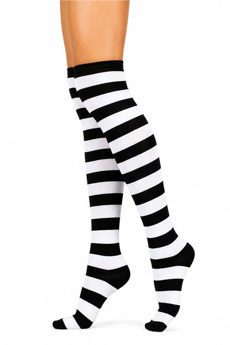 Overknees Kniestrümpfe "Ringelstrümpfe" - 414035 | Schwarz Weiß gestreift