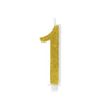 Geburtstagskerze Glitter Gold - 10 cm | Ziffer ''1''