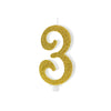 Geburtstagskerze Glitter Gold - 10 cm | Ziffer '3''