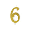 Geburtstagskerze Glitter Gold - 10 cm | Ziffer ''6''