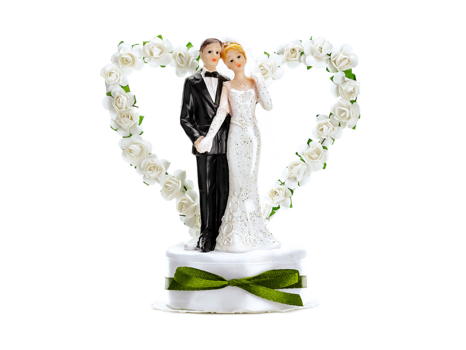 Dekoelement Brautpaar 16cm Rosen Weiß