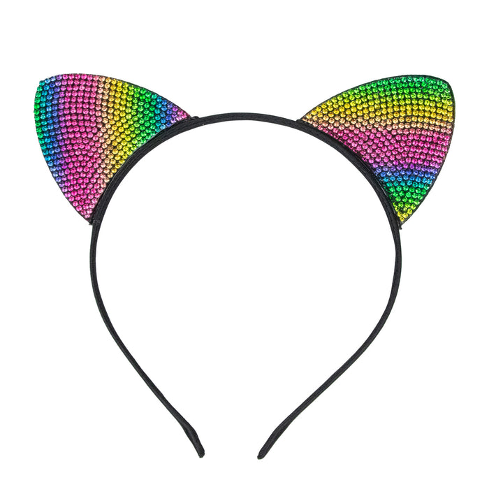 Regenbogen Disco Set für Damen | 4-teilig mit Rock, Haarreif, Haarreifen & Ohrringen | Party & Mottoparty Kostüm 70er 80er