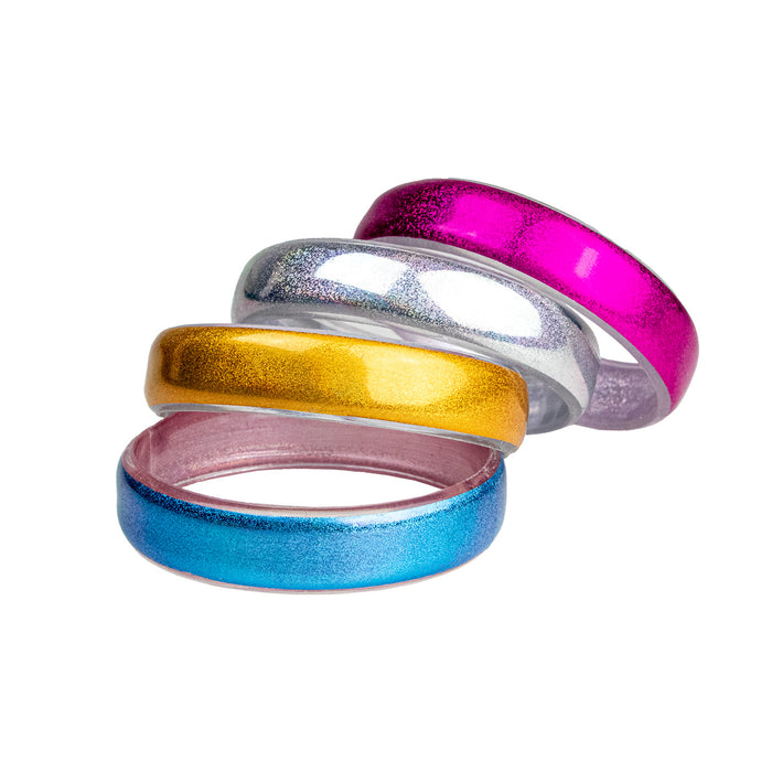 Regenbogen Metallic Retro Armreifen 4er-Set - 414012 | Mehrfarbig