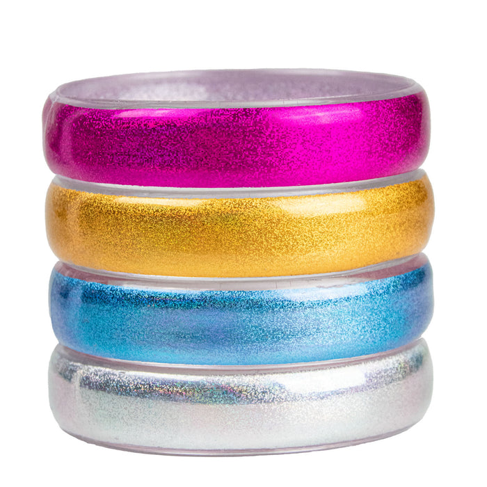 Regenbogen Metallic Retro Armreifen 4er-Set - 414012 | Mehrfarbig