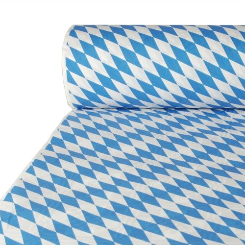 Tischdecke Papier Bayerisch 50x1m | Weiß-Blau