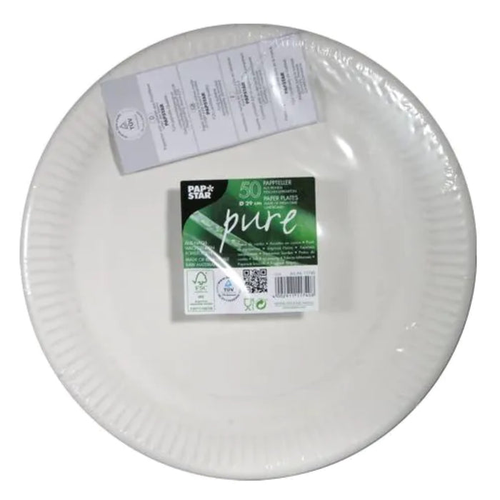 Pappteller rund "pure" weiss | 50 Stück 29 cm Ø
