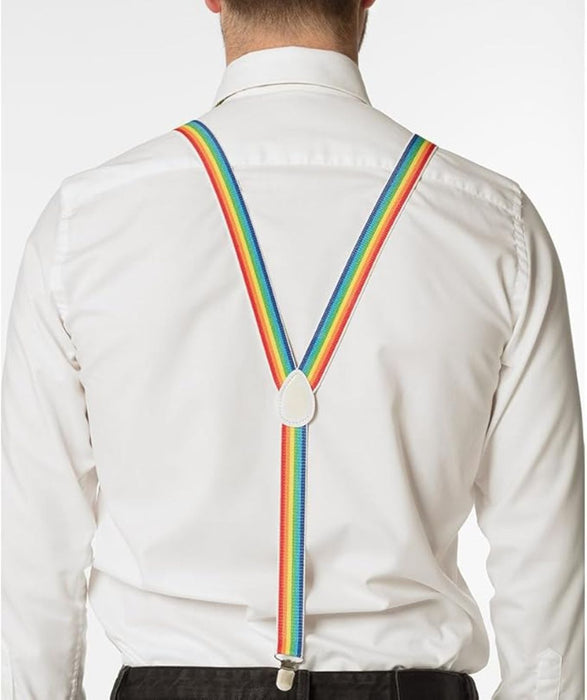 Partyset für Erwachsene | Regenbogen  - Hosenträger, Brille und Fliege