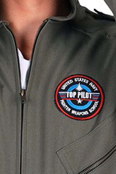Kampfjet Kostüm "Top Pilot" für Herren | Grün - Flieger Overall