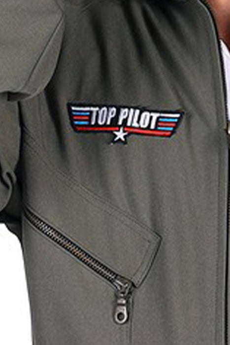 Kampfjet Kostüm "Top Pilot" für Herren | Grün - Flieger Overall