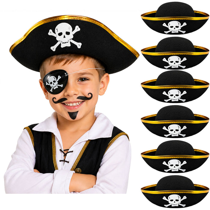Piratenhut mit Totenkopf für Kinder | Schwarz Gold