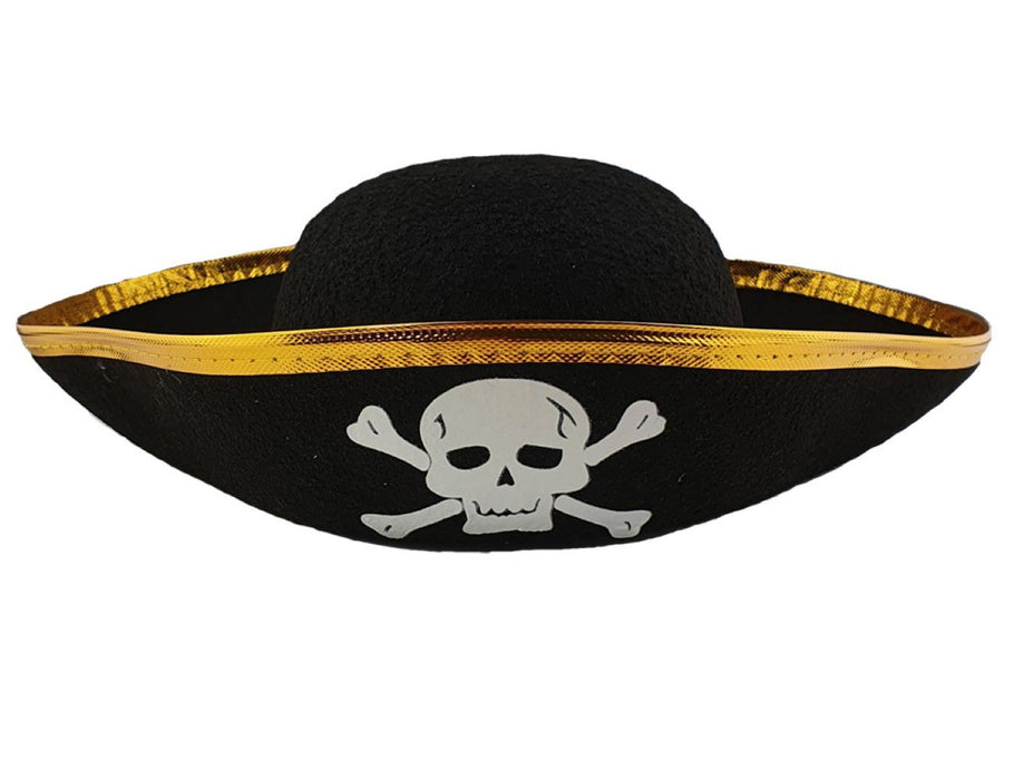 Piratenhut mit Totenkopf für Kinder | Schwarz Gold