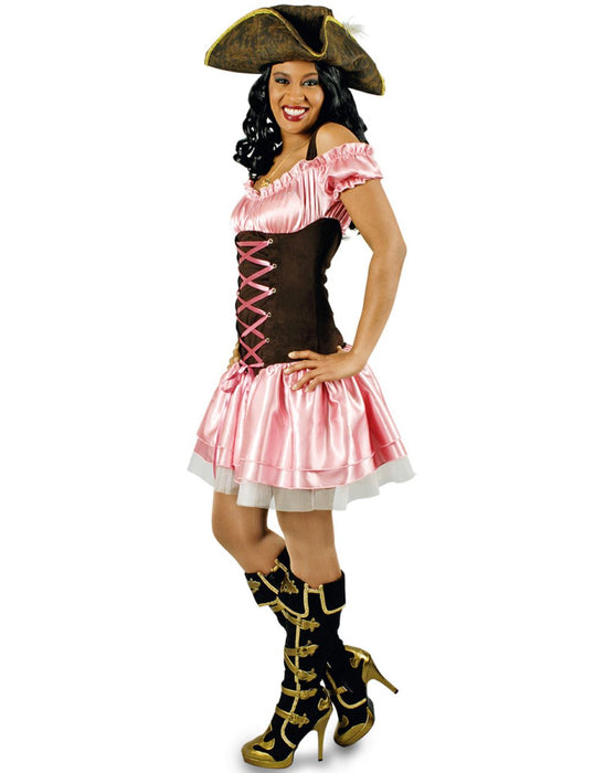 Piratin Kostüm "Bonny Anne" für Damen | Piratenkostüm Pink Braun