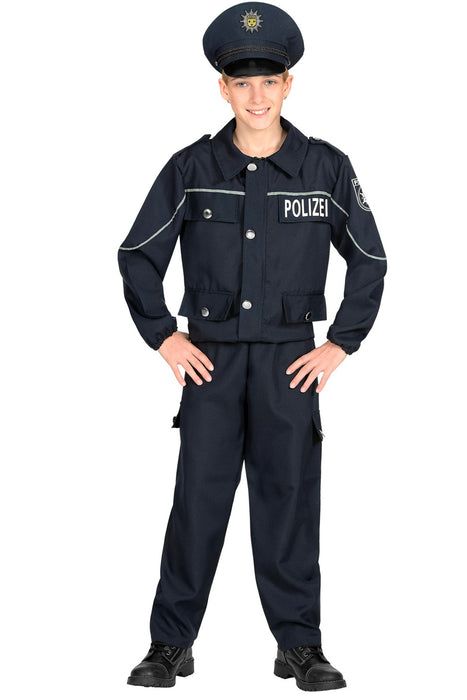 "Polizei" Polizisten Kostüm für Jungen | Dunkelblau