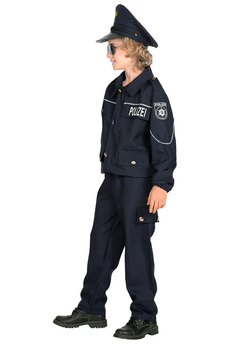 "Polizei" Polizisten Kostüm für Jungen | Dunkelblau