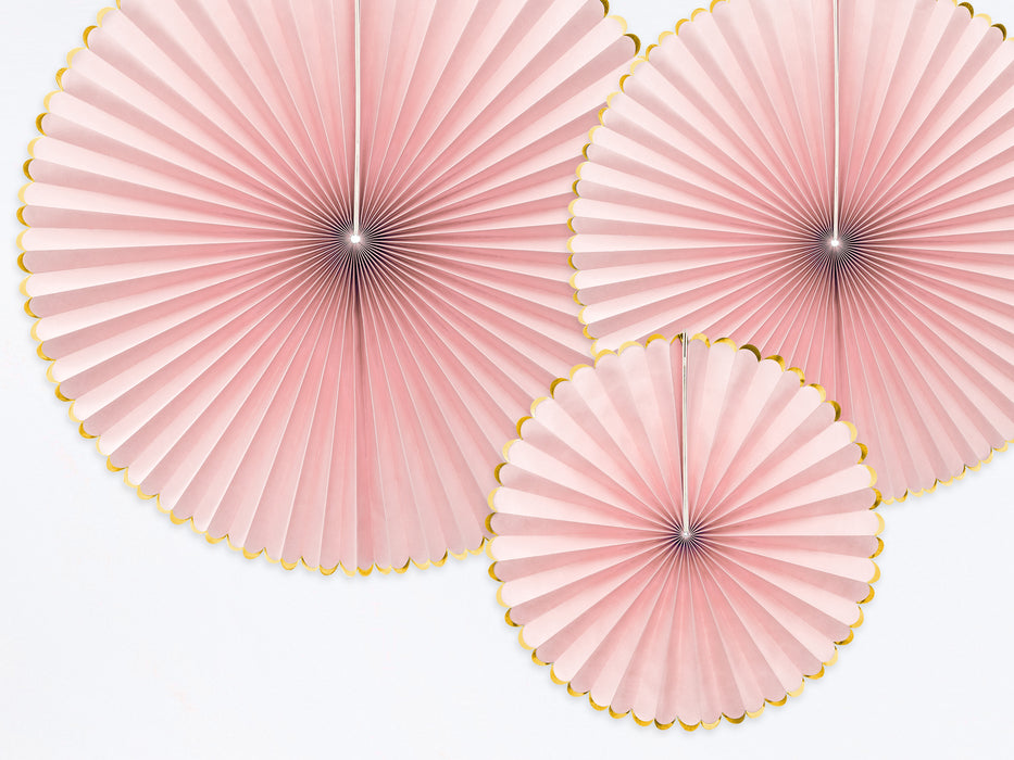 Dekofächer 40/32/23cm 3 Stk. rosa mit Goldrand