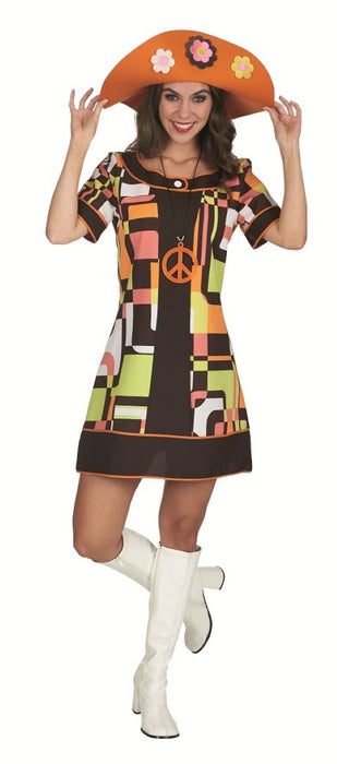 60er Jahre Retro Kleid Andy für Damen | Hippie Kostüm Mottoparty