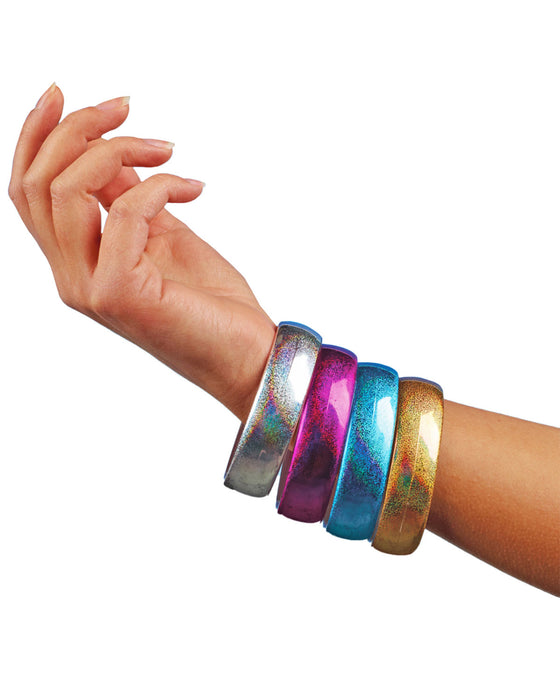 Regenbogen Metallic Retro Armreifen 4er-Set - 414012 | Mehrfarbig