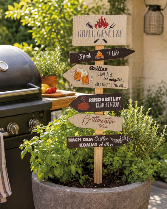 Riffelmacher Holz-Dekostecker Grillgesetze | 25x80 cm | natur-braun | 01672