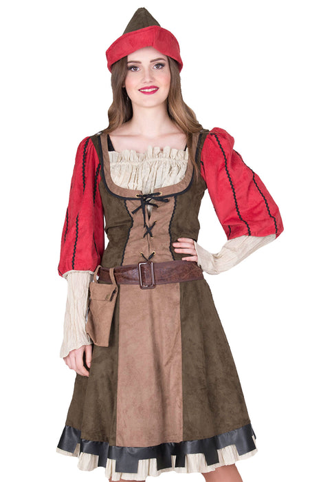 Robin Hood Kostüm "Lady Marian" für Damen | Grün Rot