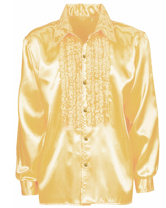 70er Jahre Satin Rüschenhemd "Johnny" für Kinder | Gold